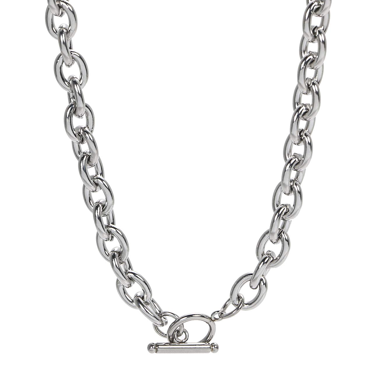 

Azuki Extra Stainless OT Width Length [ZIYMU] Necklace, Chain, Thick, Steel, Buckle, Men s, Women s, 12mm, 55cm, Silver, n01-1255