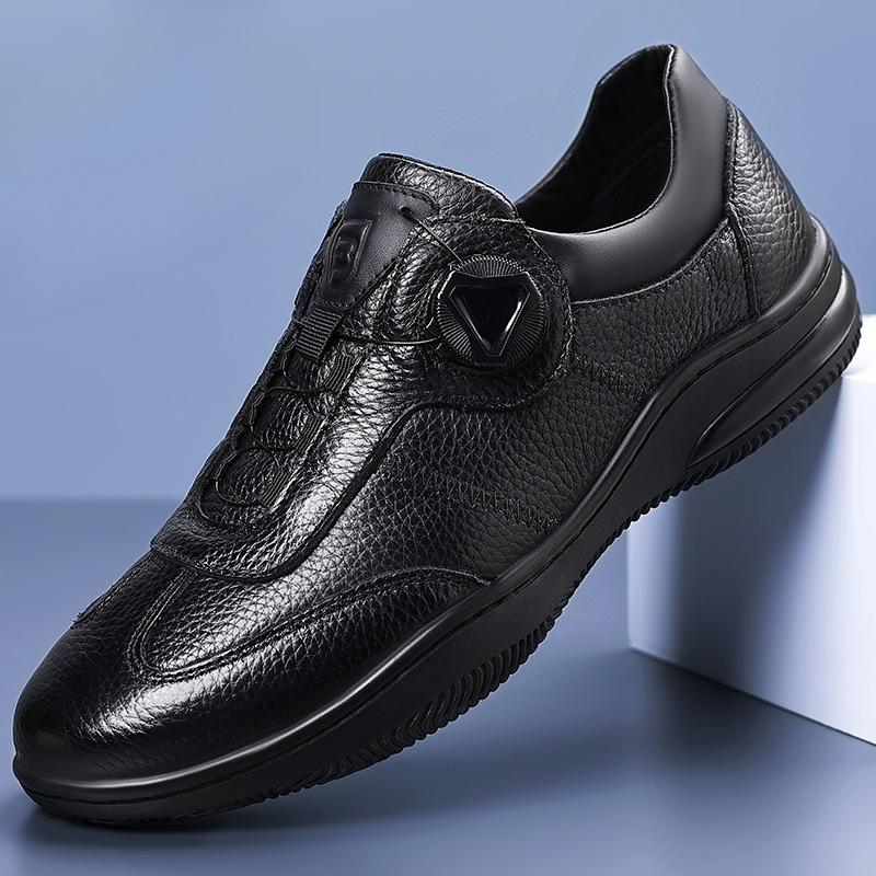 

Модная кожаная обувь мужская повседневная с поворотной пряжкой, легко надеваемые лоферы, ленивая воловья кожа, формальные, деловые, кроссовки, спортивная одежда, для ежедневных путешествий 45 чёрный