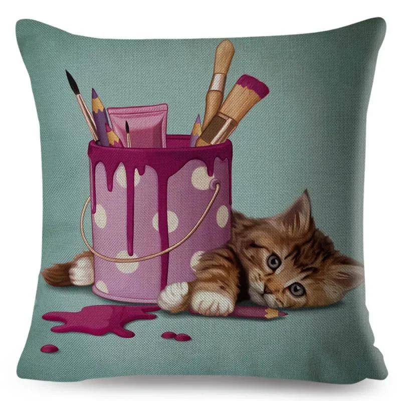 Cute Cartoon Dog Pillowcase Linen Decorative Pillowcase Office Home Sofa Decorative Cushion Cover 45*45Cm