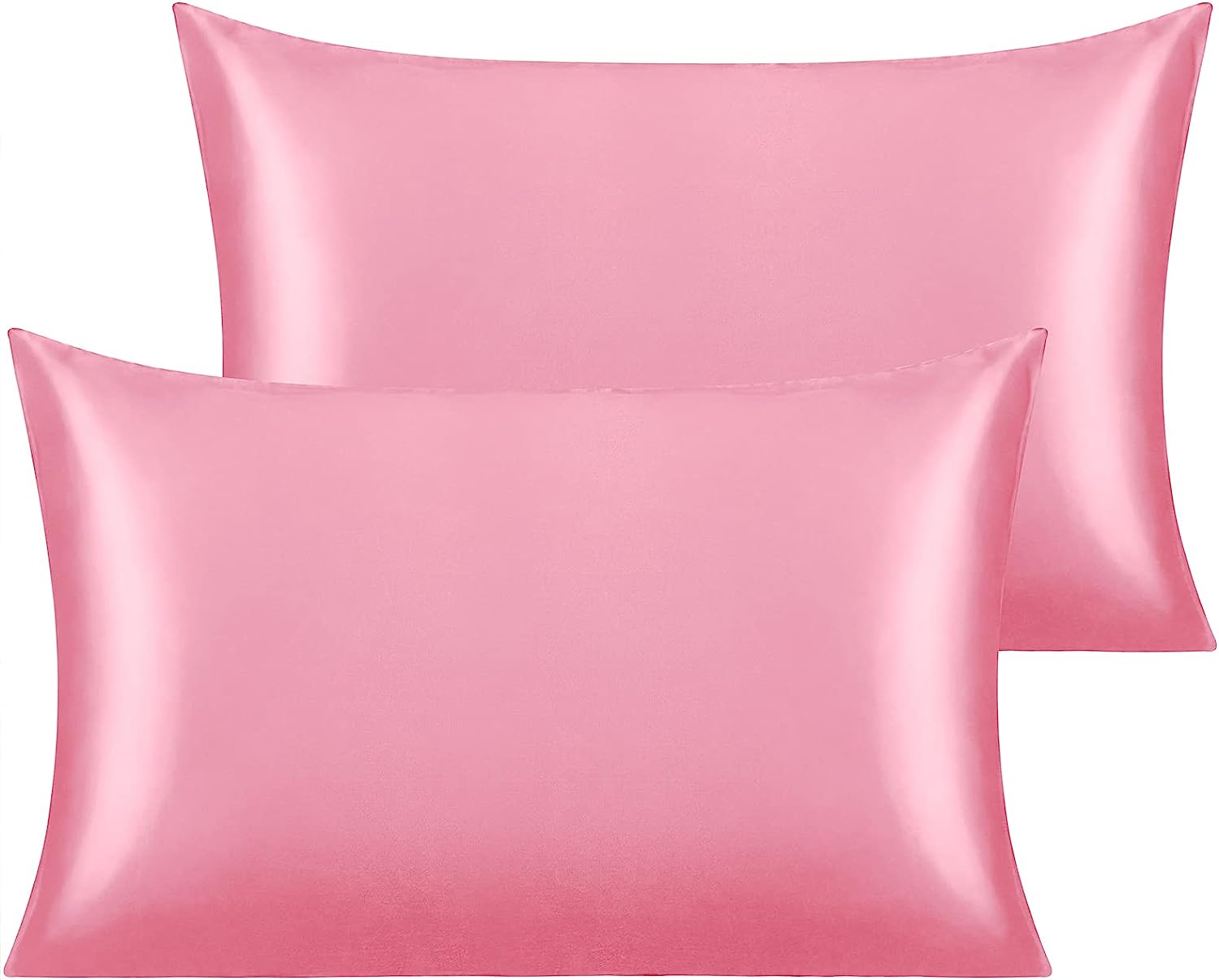 2 Pak Kinder Zijde Satijn Kussenslopen 30x50cm Ultra Zacht Zijdeachtig Koel Ademend voor Kinderkamer Reizen Jongens Meisjes roze