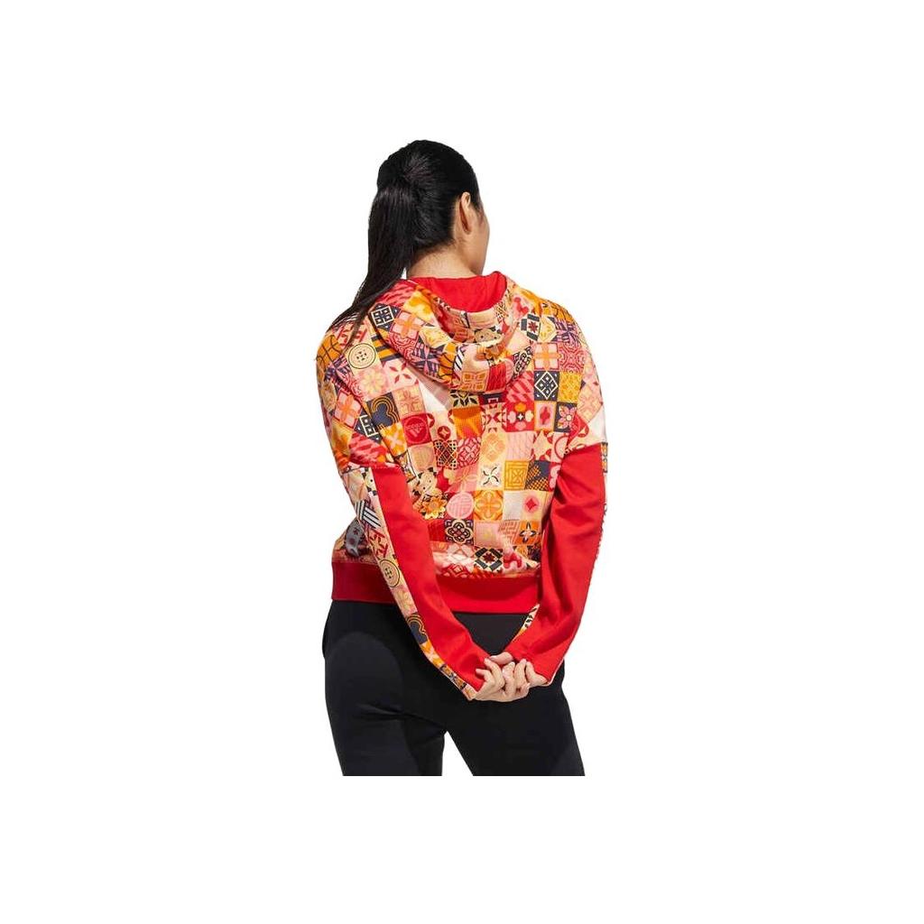 adidas Cny Neujahr Geometrisches Muster Allover-Druck Langarm-Hoodie Damen Hoodies Rot HI3262