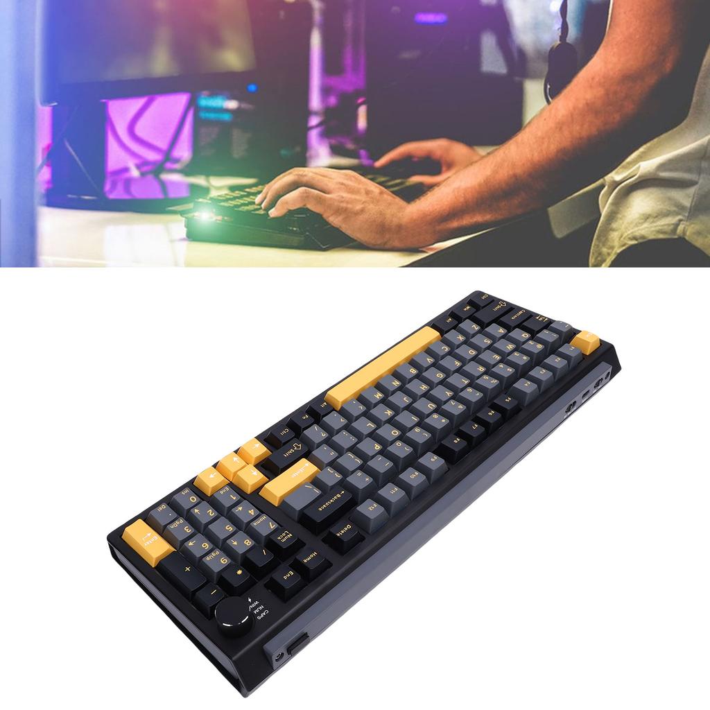 Teclado Mecânico Sem Fio   Conexão 2.4G USB C Hot Swappable Teclado para Jogos e Digitação Retroiluminação RGB Layout Compacto 75%
