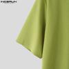 INCERUN Summer Men's V Neck Short Sleeve Texture Casual T-shirts Tops