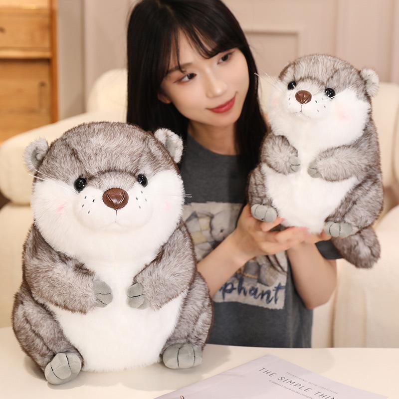 Cute Artificial Otter Doll Plush Toy Gray Little Otter Doll Children Soothing Doll Birthday Gift
