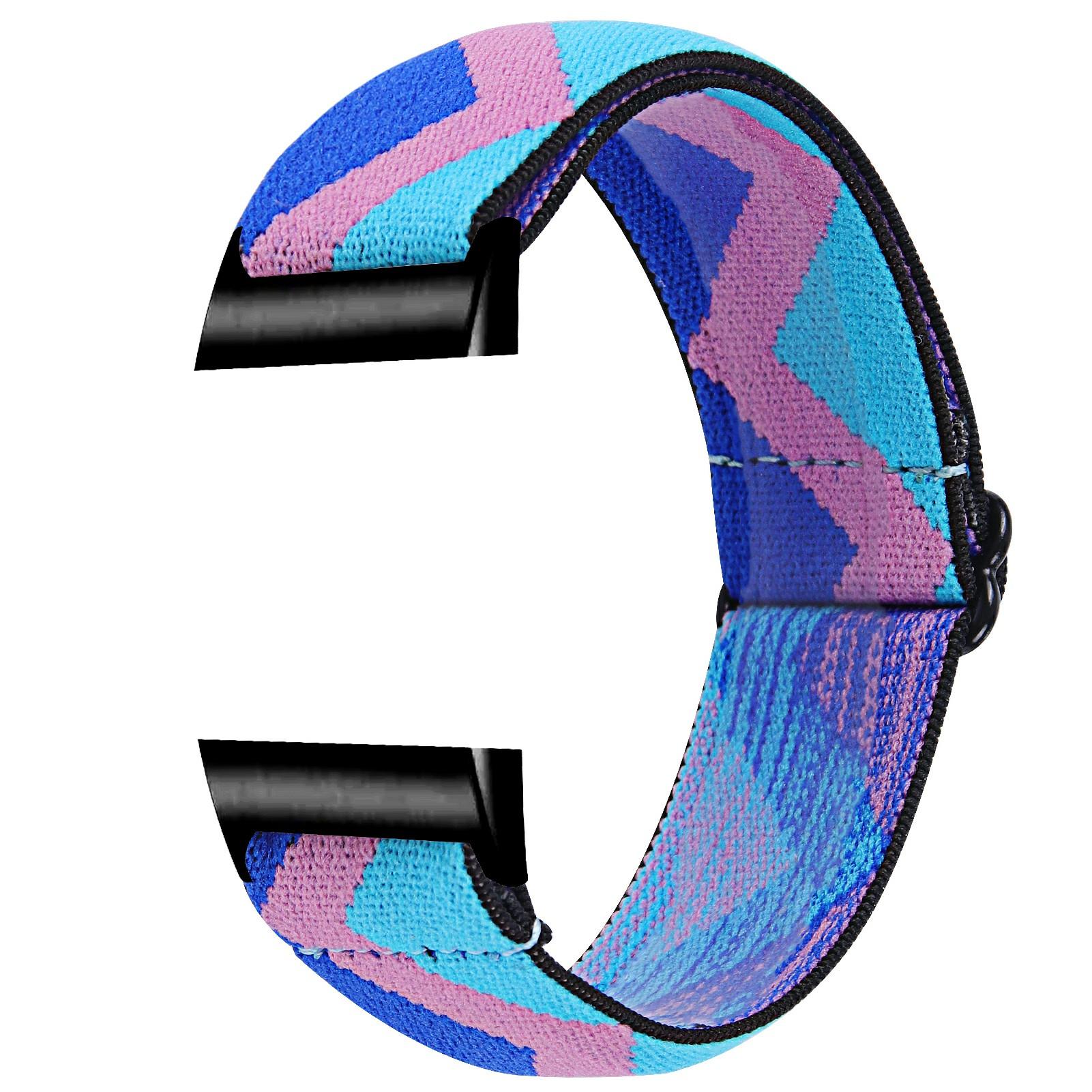 

Watch Strap with Black Connector for Fitbit Charge 4/3/3 SE ,Elastic Nylon Pattern Printing Smart Bracelet Band Style J