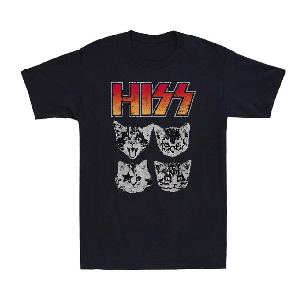 Men s and Women s T-shirts HISS Cat Funny Cats Kittens Music Cat Lover Hiss Kiss Cat Tee XXXL