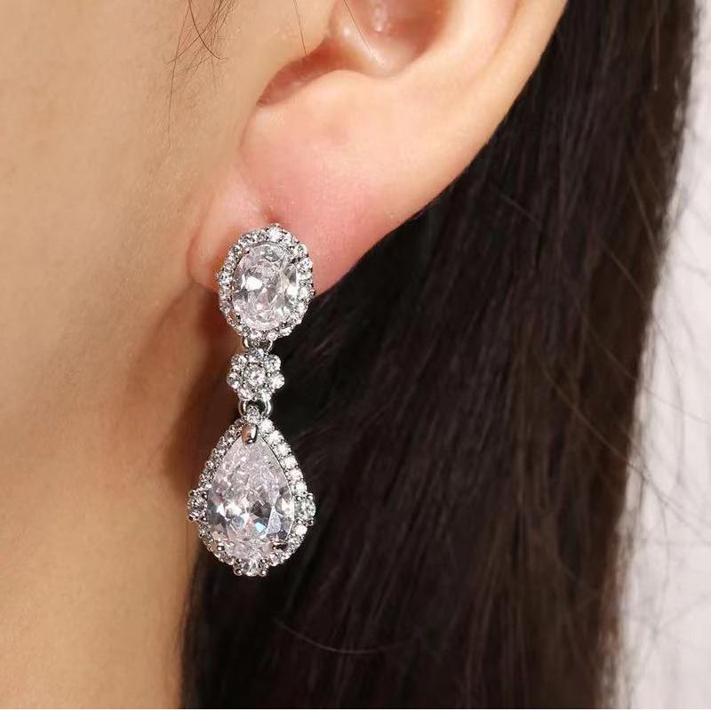 

Модные серьги с кристаллами кубического циркония для женщин, серьги-капли с кристаллами для подружки невесты, свадебные украшения, женские аксессуары