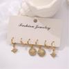 3 Pairs/Set Golden Star Design Shiny Rhinestone Inlaid Dangle Earring for Women Eleagnt Luxury Female Jewelry Gifts