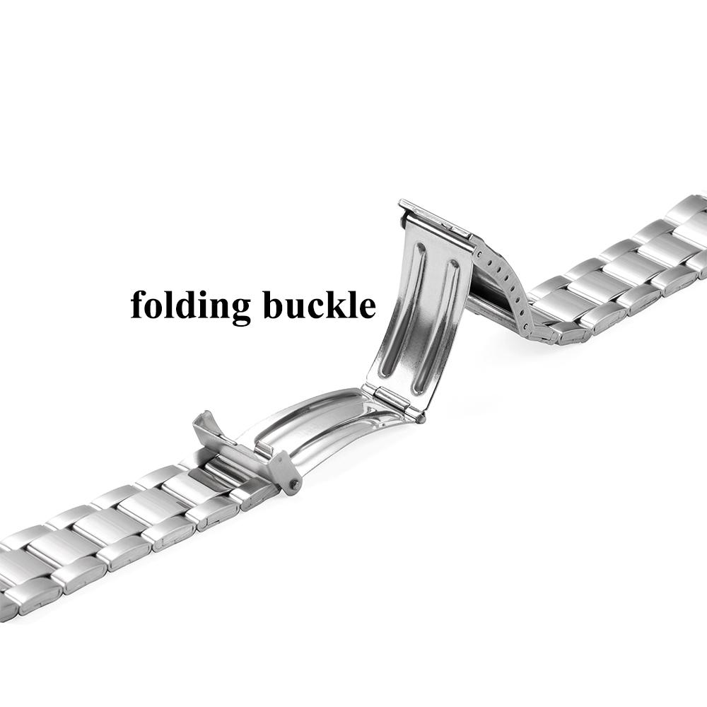 16-22mm Stainless Steel Watch Band Universal Strap Silver Folding Safety Buckle for Seiko Women Men Strap Watch Belt Accessories