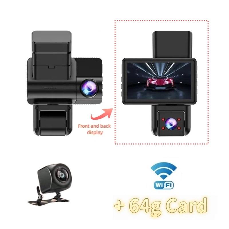 Dash Cam with Triple Recording, HD 1080P, WiFi, Infrared Night Vision, and Ultra-wide-angle Triple Lens