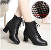 New Autumn/Winter Style Women's Soft Leather Boots with Chunky Heel, High Heel, Waterproof Platform, Fleece Lined
