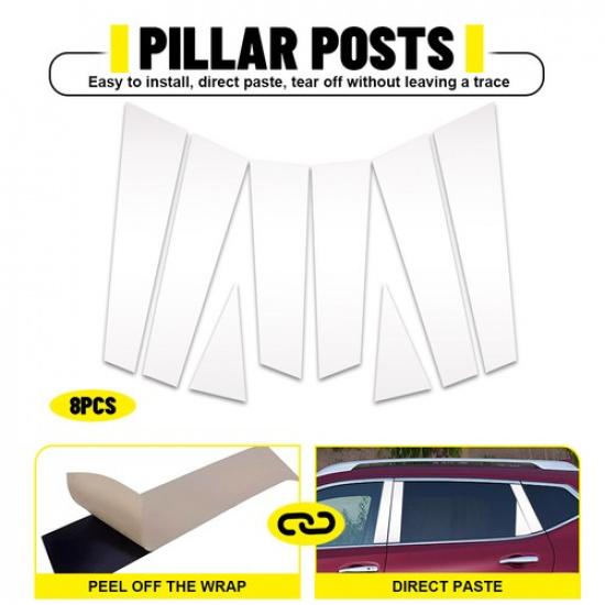 8Pcs Chrome Pillar Post Door Window Trim For 2014- Nissan Rogue EOOK