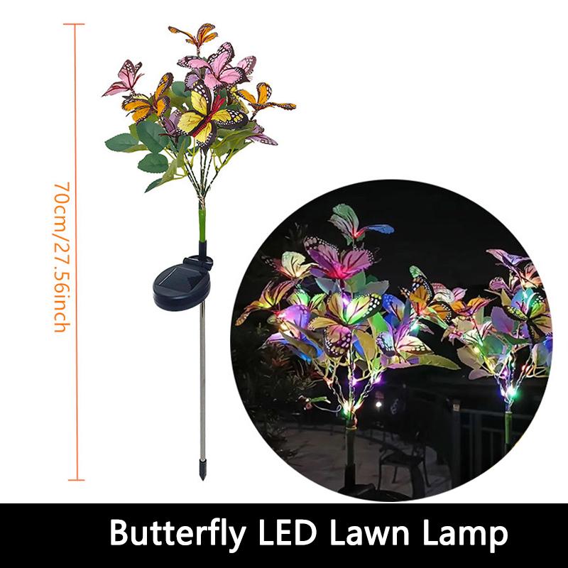 LED Zewnętrzna Solarna Lampa Trawnikowa Sztuczny Motyl Słonecznik Solarne Lampy Gruntowe Ogrodowe Kemping Dekoracja Atmosfery na Przyjęcie Weselne