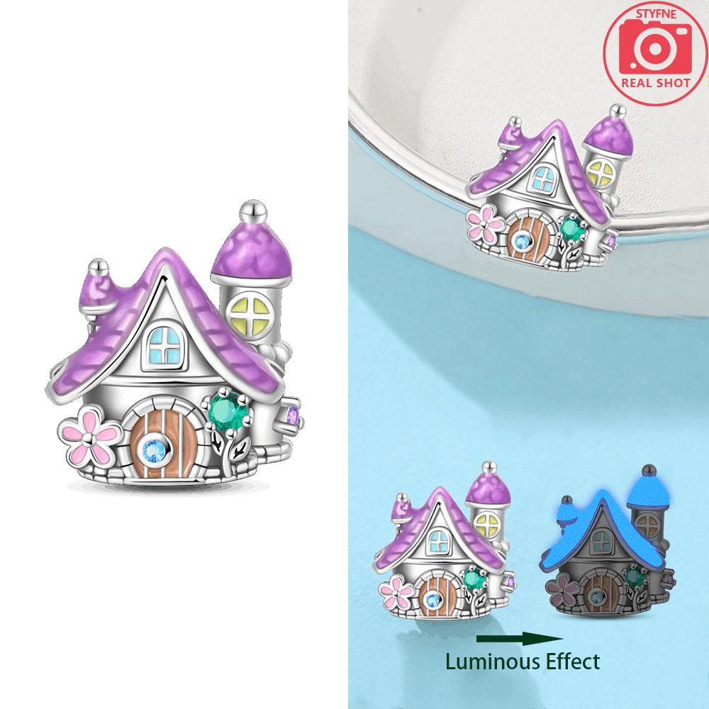 Sternenmagie Hut Anhänger Magisches Haus Blaues Nachtlicht Originale Kupferperlen Passend für Armband Zartes Accessoire Schmuck Feines Geschenk