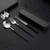 3pcs Thin Portuguese Portable Stainless Steel Cutlery Chopsticks, Forks, Spoons, Student Home Outdoor Picnic Tableware
