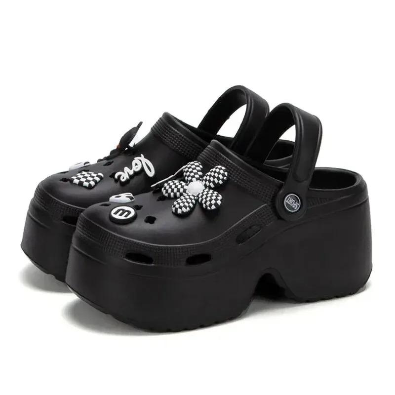 Women Chunky Platform Sandals Summer Soft Thick Sole Diy Clogs Garden Shoes Woman Closed Toe Non-Slip Beach Slides Sandals