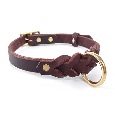 Superior Genuine Leather Braided Dog Collar Adjustable Soft Real Leather Pet Dog Training Collars with Rust-Proof Metal Hardware