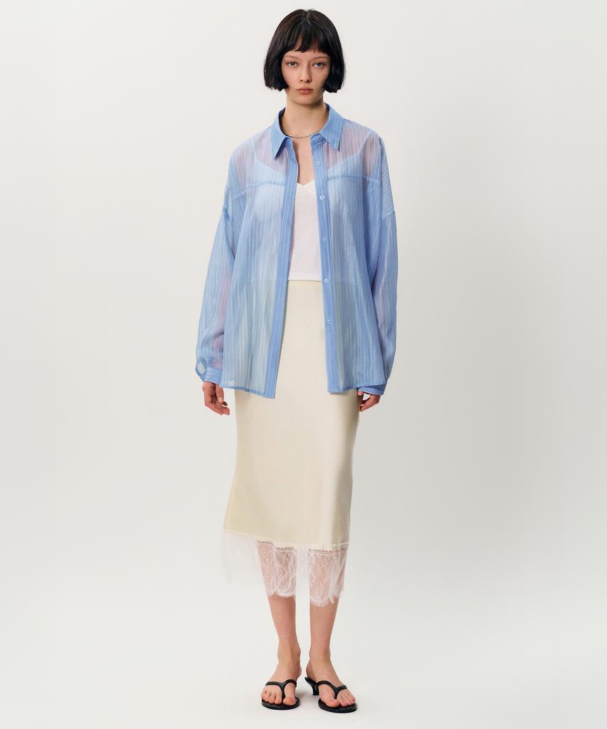 Meibeoyu Amiron See-Through Stripe Shirts _ Skyblue