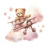 Fun-m120 Cartoon Bear Open Airplane Toilet Stickers Bathroom Bathroom Beautification Wall Stickers Self-adhesive