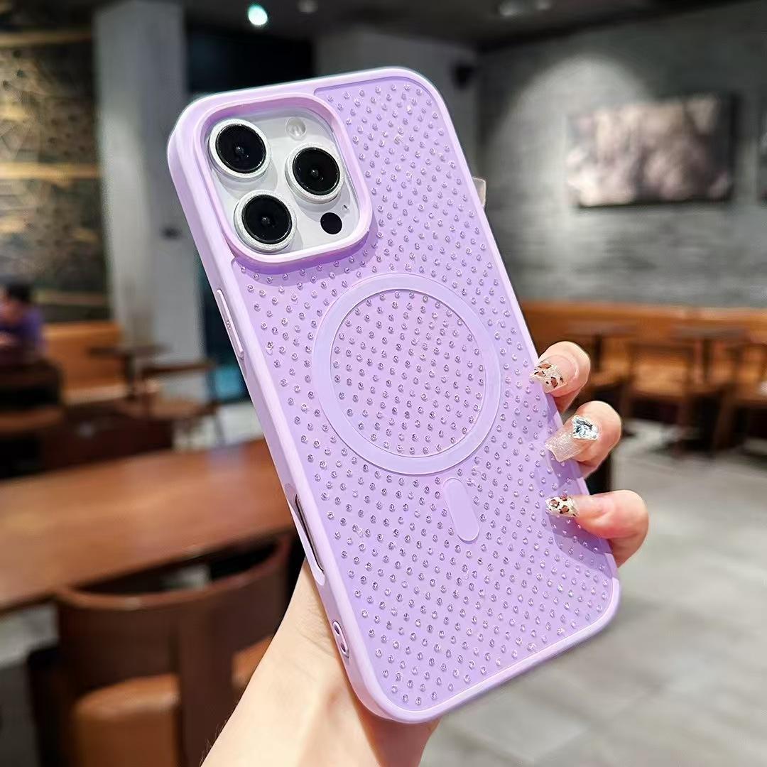 

Подходит для iPhone16promax Чехол для мобильного телефона Star Scarlet Magnetic Flashing Powder Apple 15/14 Полный пакет Anti-Fall Apple 16ProMax