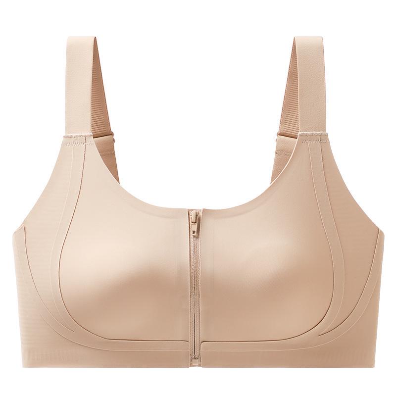 Wireless Zipper Front Bra for Women with Full Support and Breathable Seamless Design