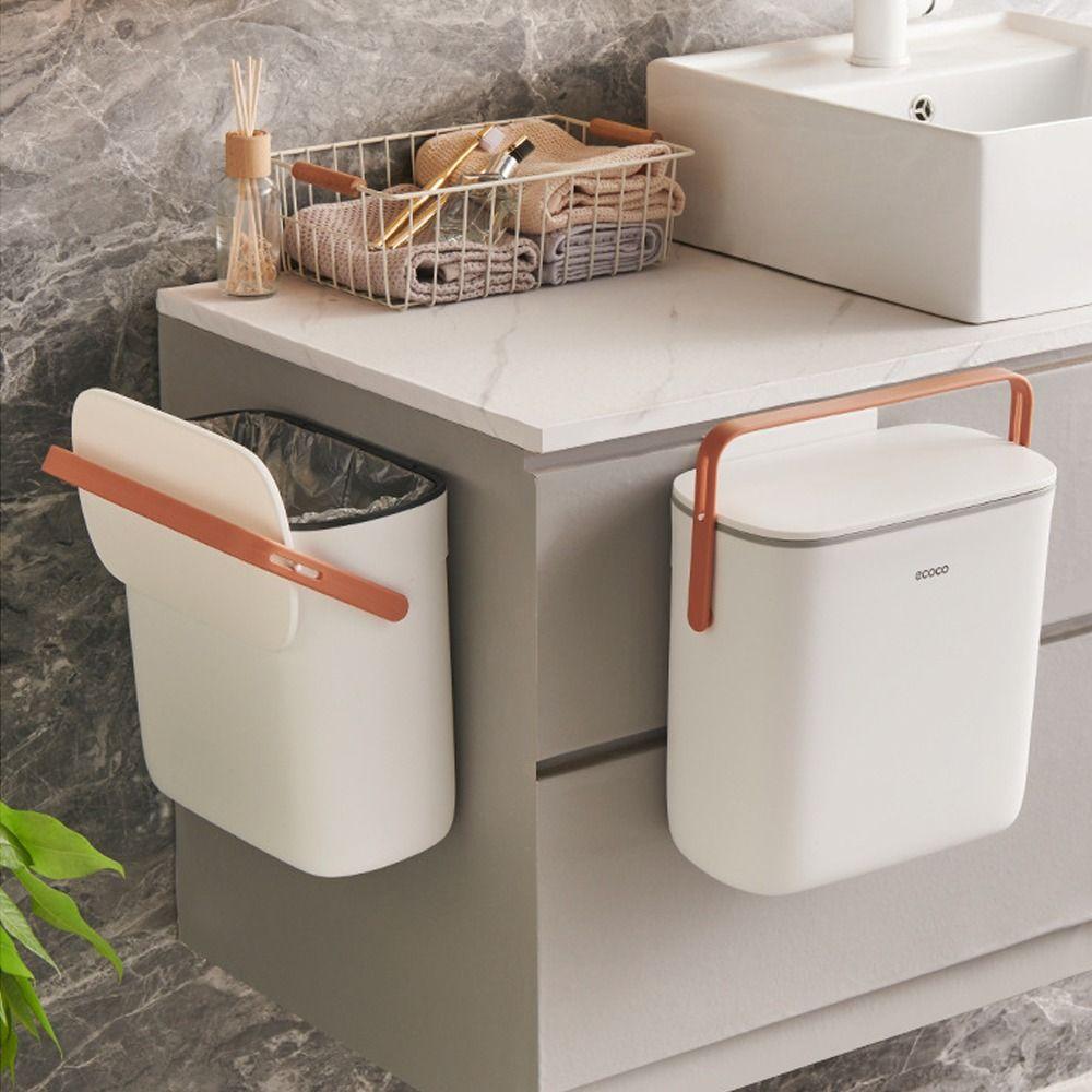 Waterproof Hanging Trash Bin Space-Saving Kitchen Compost Bin Wall-Mounted Trash Can  Bathroom