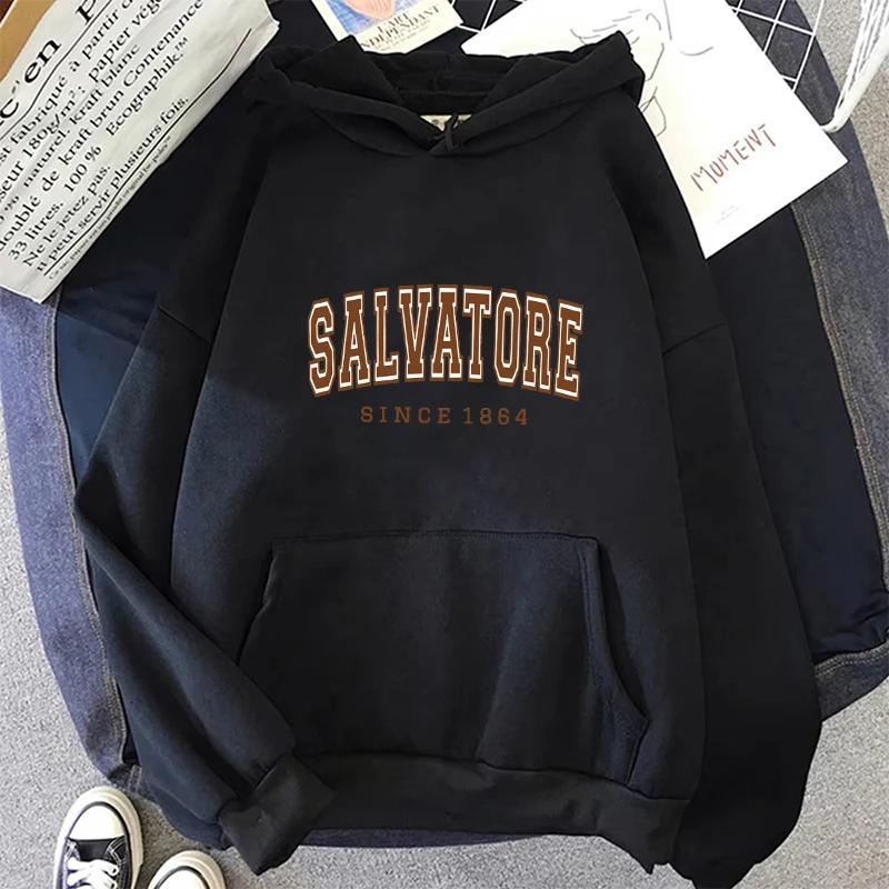 Autumn Winter Casual Women Hoodies Salvatore Since 1864 Men Printed Hooded Sweatshirt Vampire Diaries Jumper Vintage Pulloverst