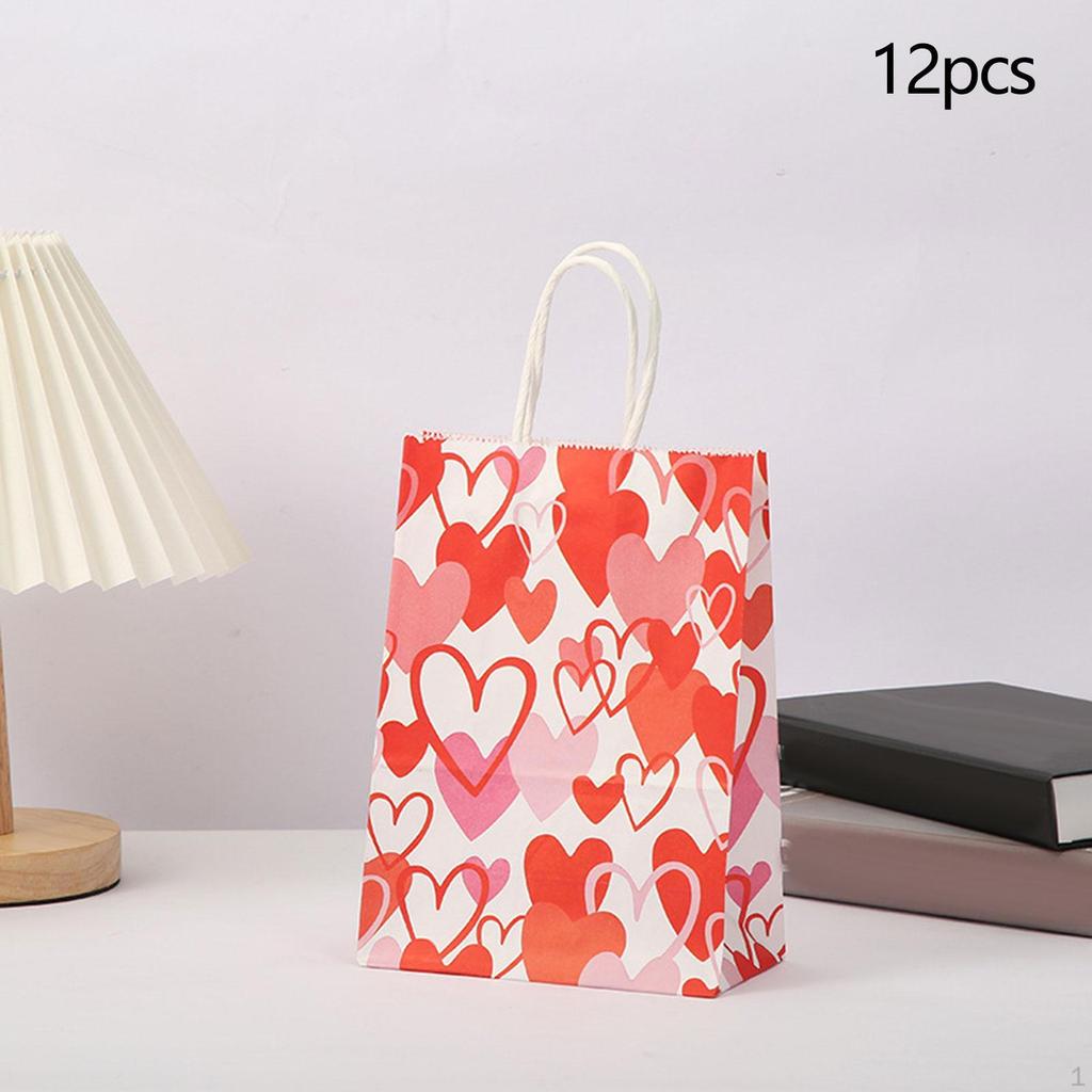 12 X Valentine's Day Gift Bags Party Favor Heart Shaped Decorative Tote for