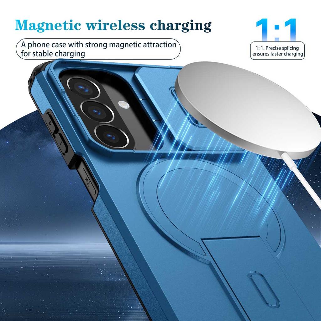Voor Samsung Galaxy A57 A37 A17 A56 A36 A26 A16 A55 A35 A25 A15 Magnetische Ringhouder Schuifbare Camera Lens Bescherming Telefoonhoes