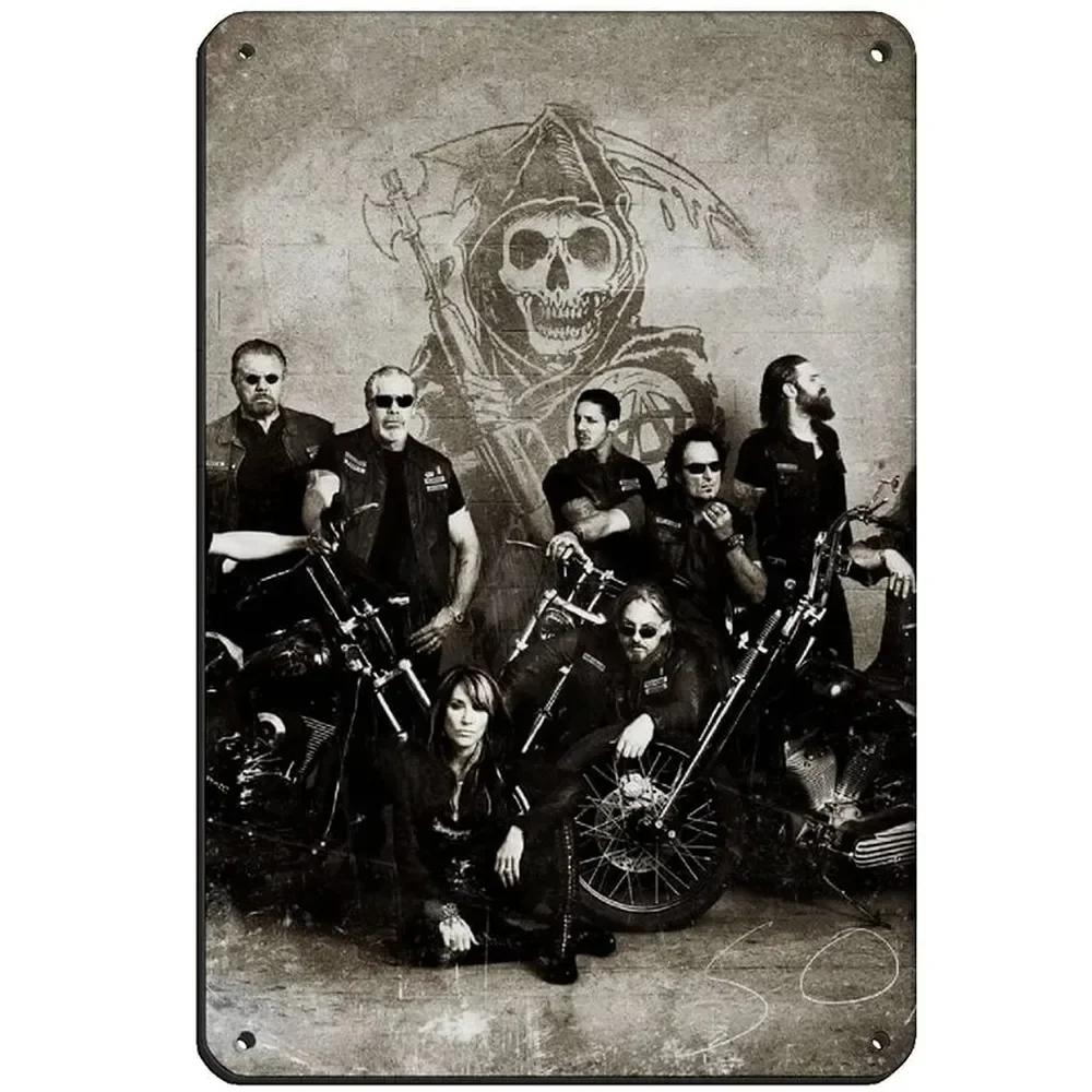 Metall Blechschild Sons of Anarchy Fear The Reaper Plakette Poster Bauernhof Zuhause Café Wanddekoration Vintage Metallplatte 12*8 Zoll