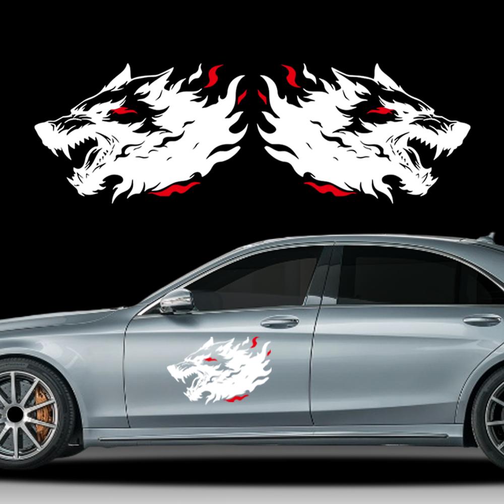 Ferocious Wolf Car Stickers Flame Shape Animal Pattern Car Side Door Vinyl Decals Self-Adhesive Auto Body Decoration Accessories