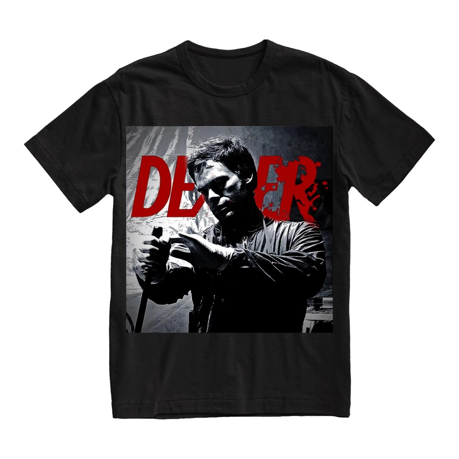 

Limited Edition Casual Cotton Retro Streetwear for Spring_summer 2026. Dexter Morgan Bay Butcher T-shirt for Men and Women S чёрный