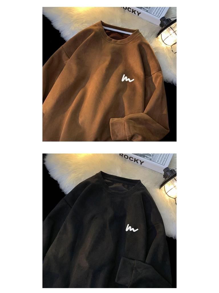 Hua Men's Heavyweight Embroidered Cotton Hoodie - Trendy Spring/Autumn Student Style, Loose Fit Long Sleeve