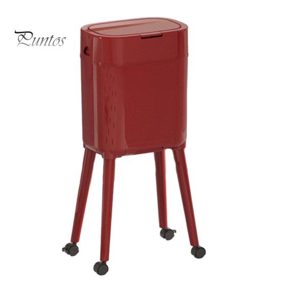 Kitchen Trash Can with Wheels Heightened Legs And Wheels, 16L Capacity Press On Lid Easy Clean Plastic Bin Garbage Bin, Retro Style Waste Container