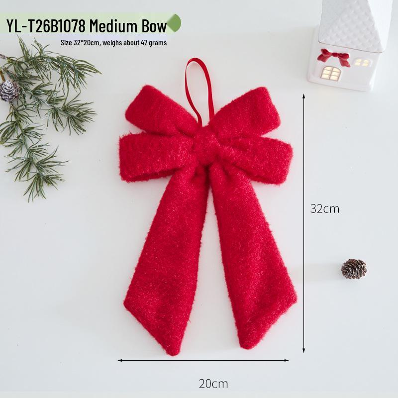 Red Christmas Bow Plush Hanging Tree Ornament