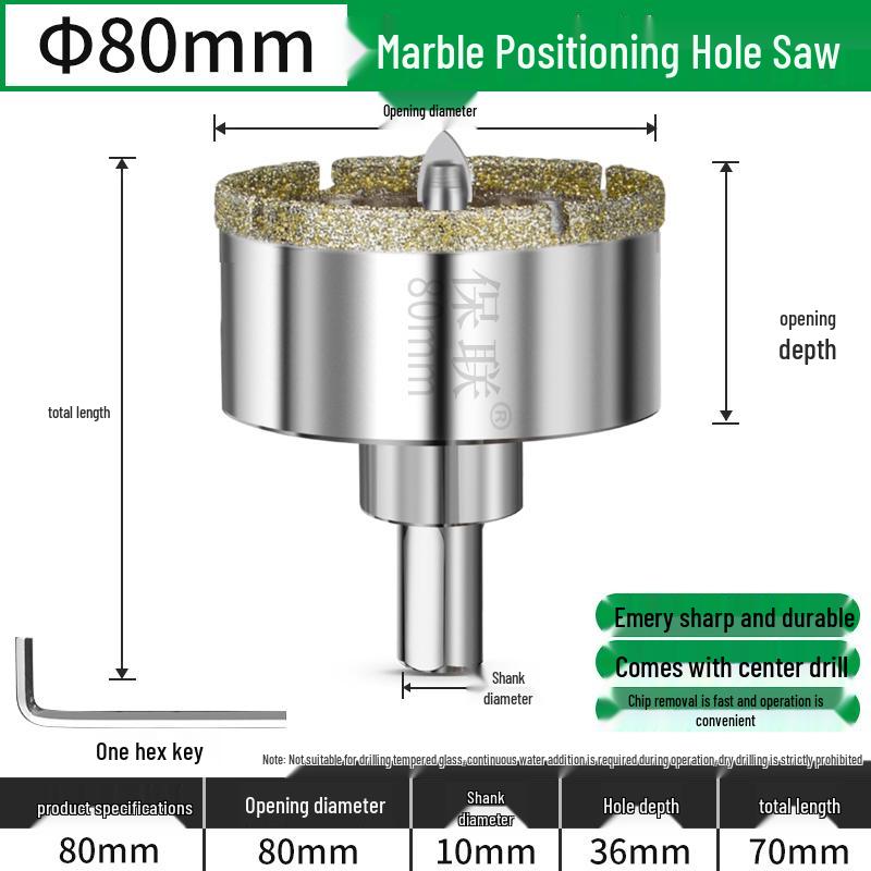 Positioning Drill Bit for Tile, Glass, Marble, and Stone Drilling