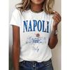 Italy Napoli City Naples Aesthetic Graphic Print T-shirt, Short Sleeve Crew Neck Casual Top for Summer & Spring
