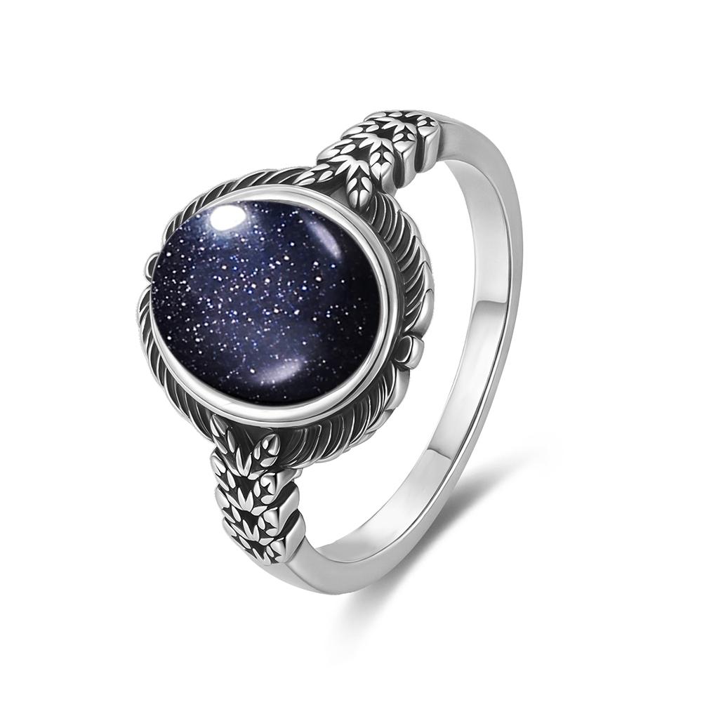 Vintage S Sterling Silver Natural Moonstone Ring Oval 8*10MM Simple Black Twists Ring Party Gifts Fine Jewelry For Women Men