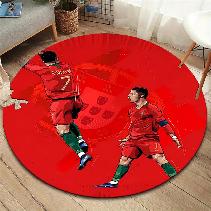 Ronaldo Round Area Rug,Carpet Rug for Living Room Bedroom Sofa Playroom Decor,Non-slip Floor Mat