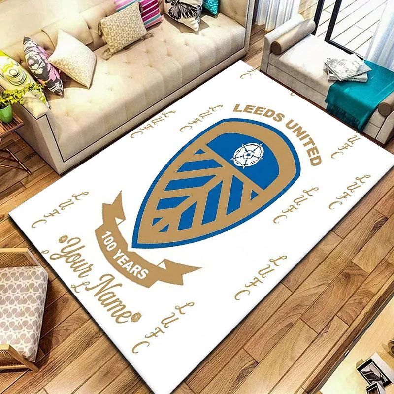 Leeds United Individueller Namens-Teppich für Wohnzimmer, Schlafzimmer, Zuhause, Sofadekoration, Rutschfeste Bodenmatte für Kinder