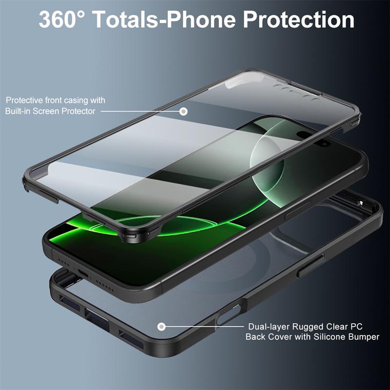 Full Cover Magnetic Case for iPhone 17 Pro Max - Compatible with Models 13-17, Transparent Design
