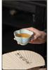 Ru Kiln Crackled Ceramic Gongfu Tea Tasting Cup - Cultivable Master Cup in Gift Box Packaging.