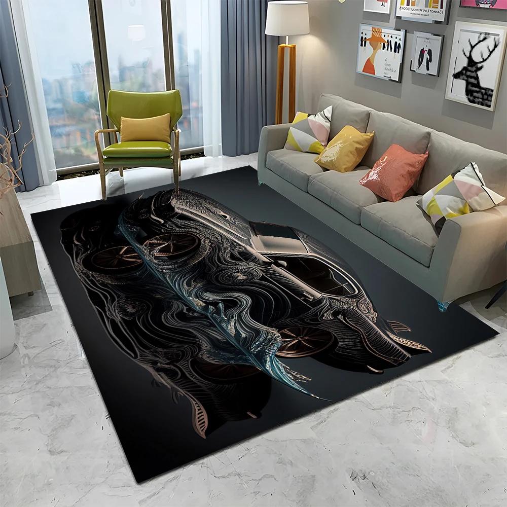 3D Toekomstige Sportwagen HD Concept Auto Cartoon Tapijt Vloerkleed voor Huis Woonkamer Slaapkamer Bank Deurmat Decoratie, Kinderen Antislip Vloermat