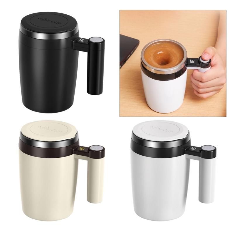 Magnetic Automatic Stirring Coffee Mug Stainless Steel Rechargeable Mixing Cup with Temperature Display for Beverages