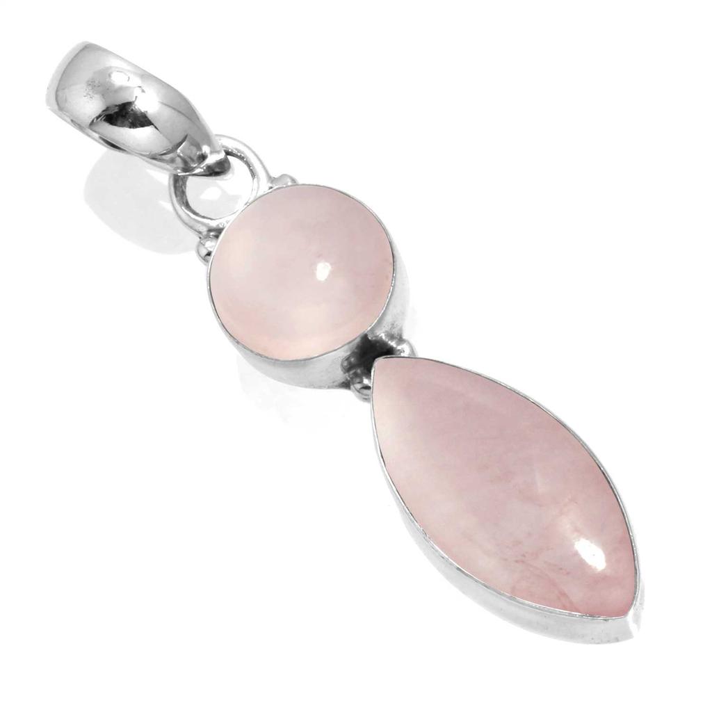 925 Sterling Silver Pendant Women Gemstone Handmade Jewelry Birthday Gift Malachite Moonstone Rose Quartz Red Stone Smoky Topaz Tiger Eye Cocktail