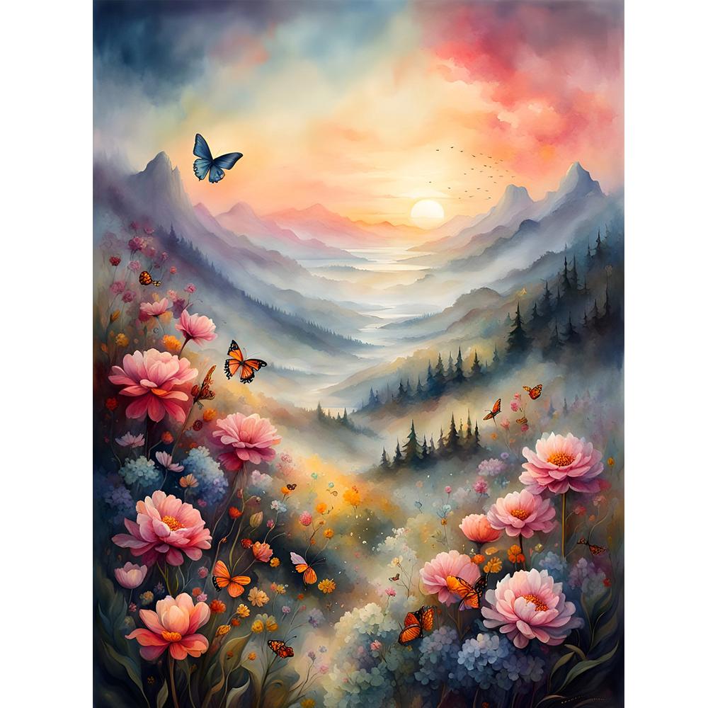 5D Diy Diamond Embroidery Beautiful Flowers and Butterflies Diamond Painting Needleworks Cross Stitch Home Decor J3637
