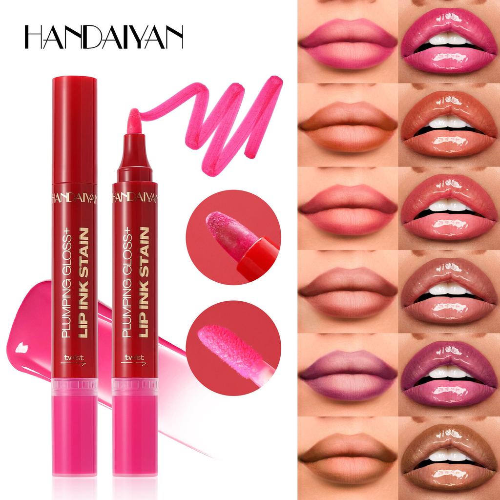 2-In-1 Watercolor Lip Gloss, Moisturizing, Mirror-Like Finish, Long-Lasting Color, Creates Natural Lip Tone, Suitable For Back To School, Beginners