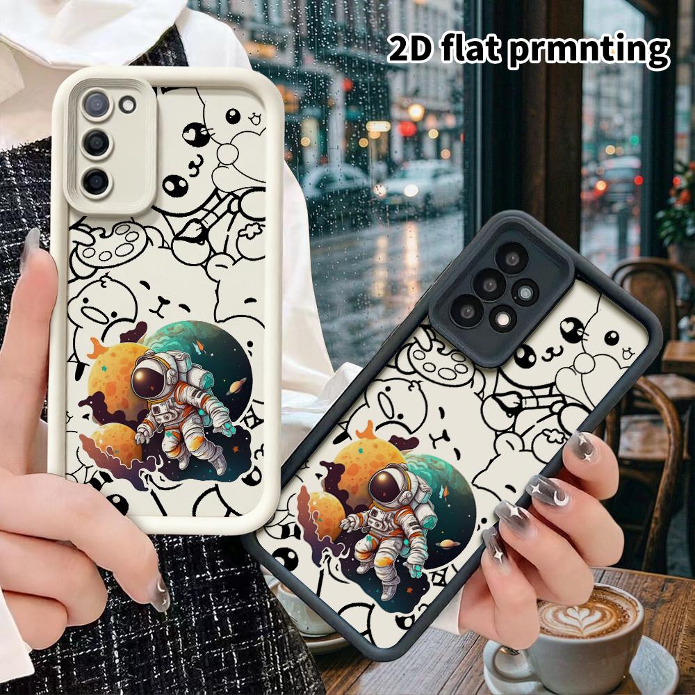 Phone case: 2D flat, suitable for Samsung Galaxy A34 A35 M05 M06 S20 S22 S21 FE Plus 5G protective case, astronaut, perfect Christmas and Halloween ho