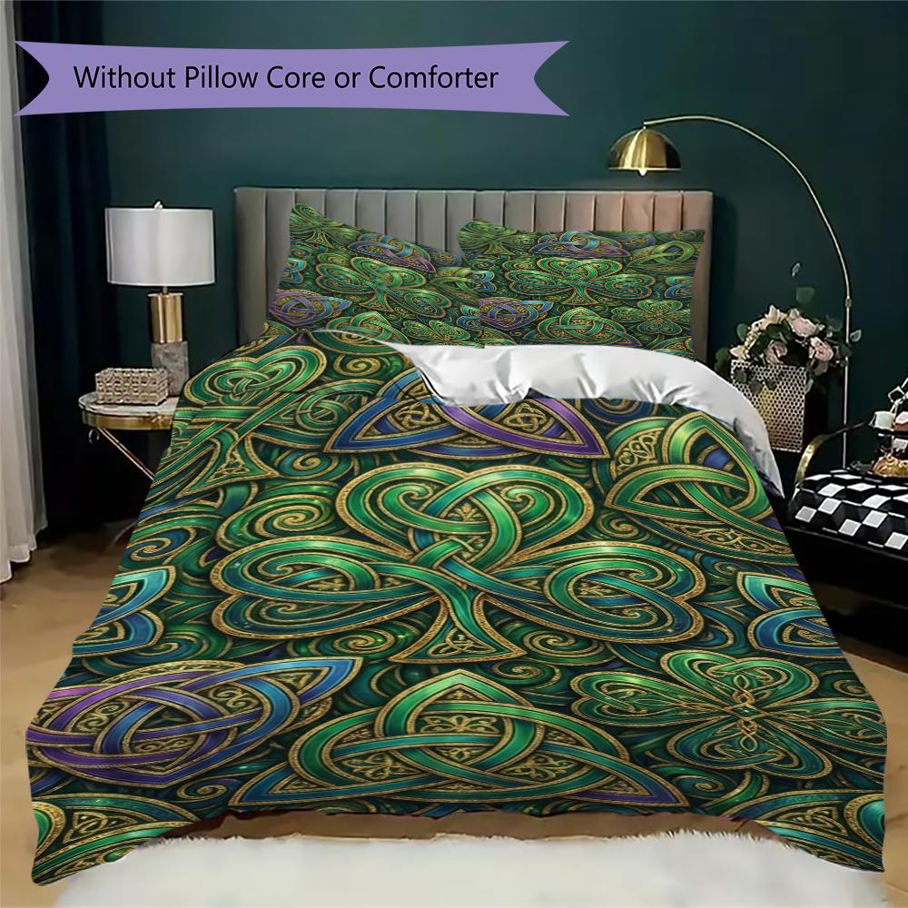St.Patrick's Day Pattern Bedding Uilt Set Uilt Cover Pillowcase Home Decoration Birthday Gift (1 * Duvet Cover + 2 * Pillowcase Without Core)82