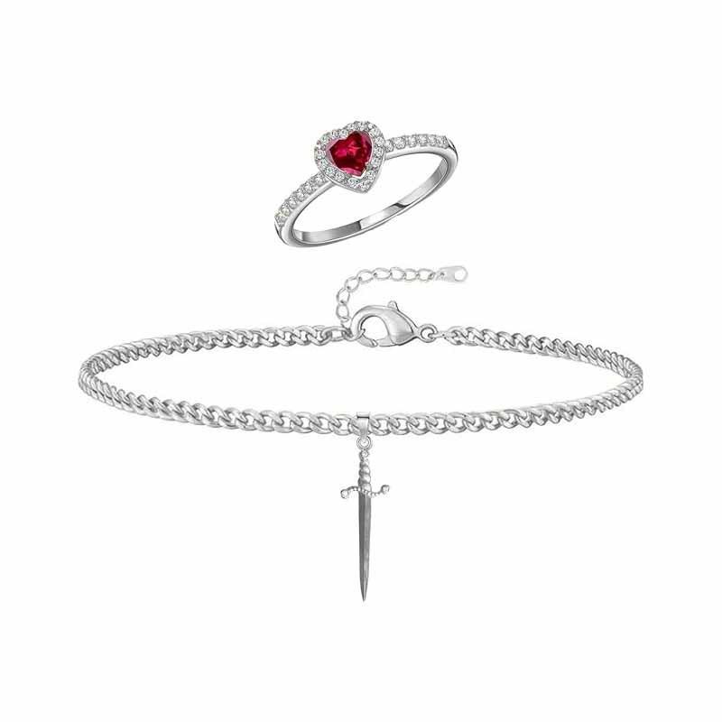 Bransoletka i Pierścionek dla Pary Strzała Amora - Stal Nierdzewna, Nieblaknąca Biżuteria